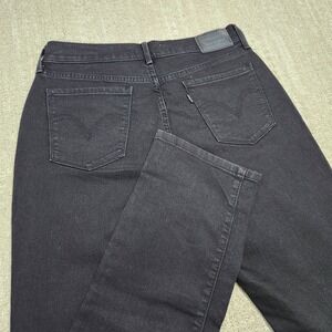 Levis 505 Jeans Women 8 Straight Leg Black Stretch Denim Mom Biker Y2K Classic